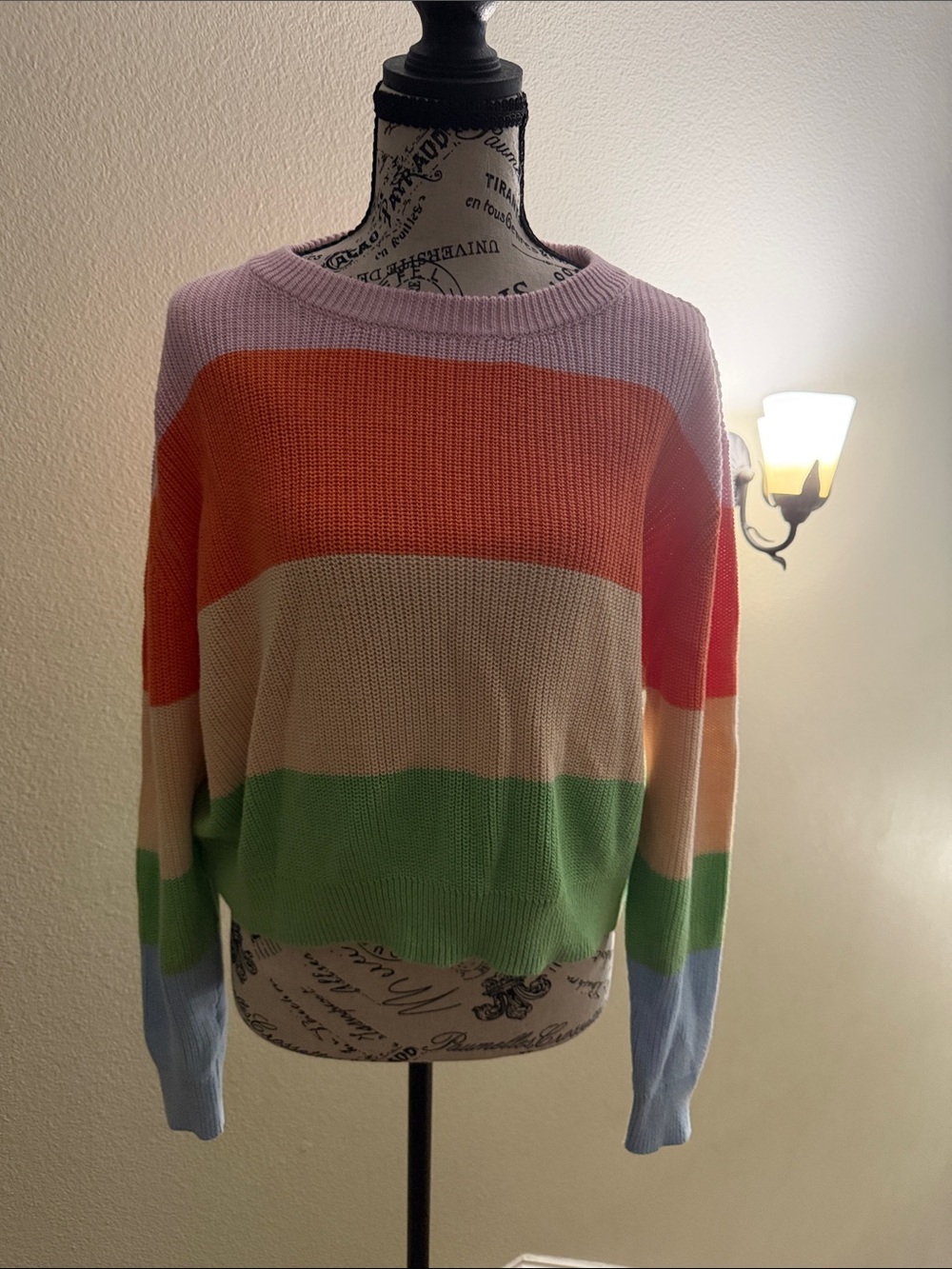 Striped Pastel Crewneck Sweater - Multicolor